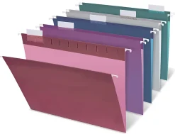 Office Depot® Brand 2-Tone Hanging File Folders, 1/5 Cut, 8 1/2" x 11", Letter Size, Assorted Colors, Box Of 25 Folders