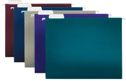 Office Depot® Brand 2-Tone Hanging File Folders, 1/5 Cut, 8 1/2" x 11", Letter Size, Assorted Colors, Box Of 25 Folders