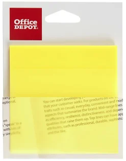 Office DepotĀ® Brand Translucent Sticky Notes, 3" x 3", Yellow, 50 Notes Per Pad, Pack Of 2 Pads