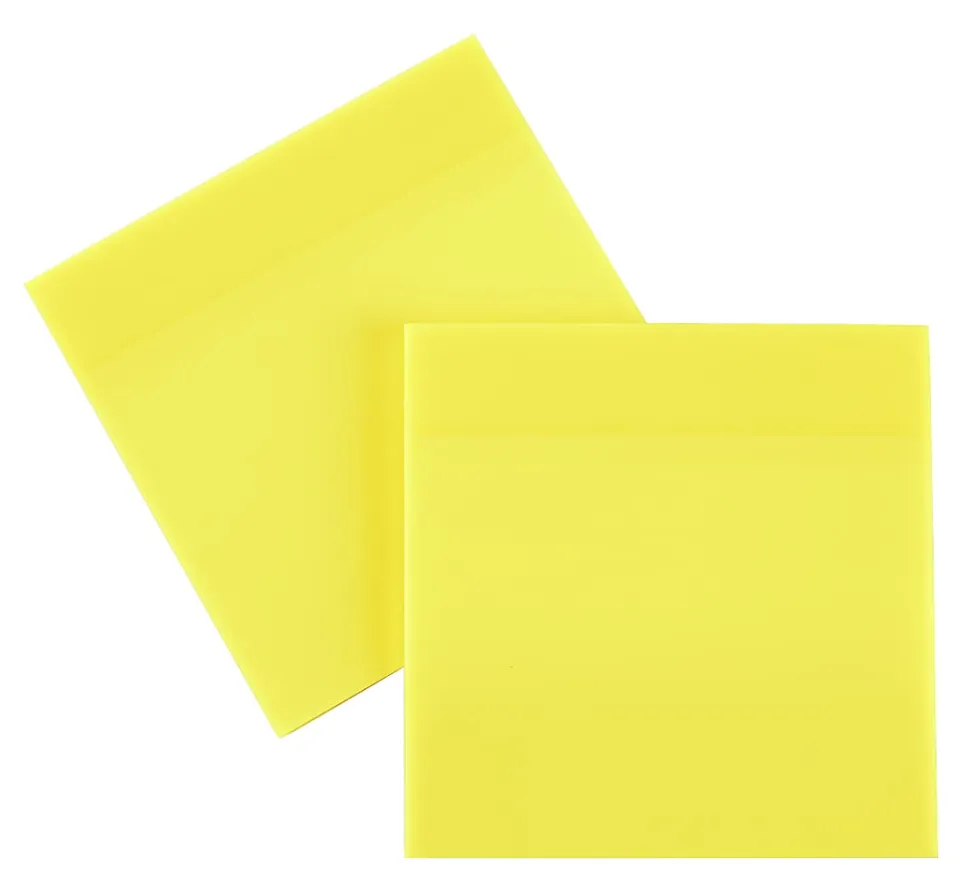 Office Depot® Brand Translucent Sticky Notes, 3" x 3", Yellow, 50 Notes Per Pad, Pack Of 2 Pads