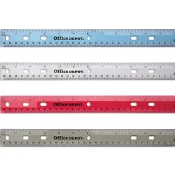 Office Depot® Brand Transparent Plastic Ruler For Binders, 12", Assorted Colors (No Color Choice)