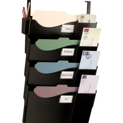 Office DepotĀ® Brand Wall Pockets With 4 Hangers, Letter Size/Legal Size, Black