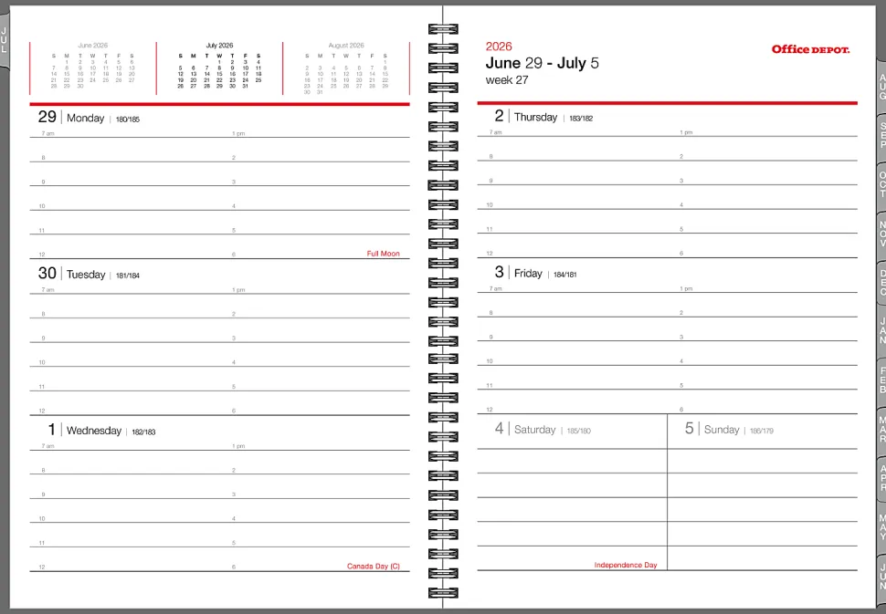 2026-2027 Office Depot® Brand Weekly/Monthly Academic Planner, 8-1/2" x 11", 30% Recycled, Gray, July 2026 To June 2027