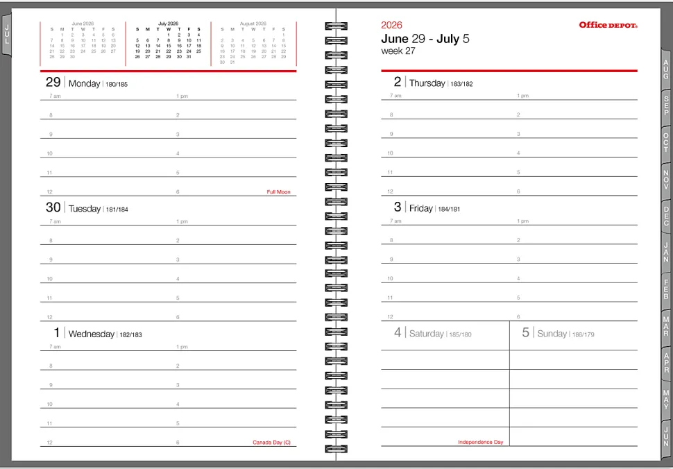 2026-2027 Office Depot® Brand Weekly/Monthly Academic Planner, 5" x 8", 30% Recycled, Gray, July 2026 To June 2027