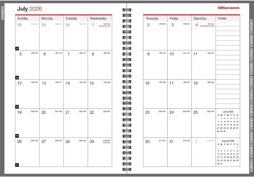 2026-2027 Office Depot® Brand Weekly/Monthly Academic Planner, 5" x 8", 30% Recycled, Gray, July 2026 To June 2027