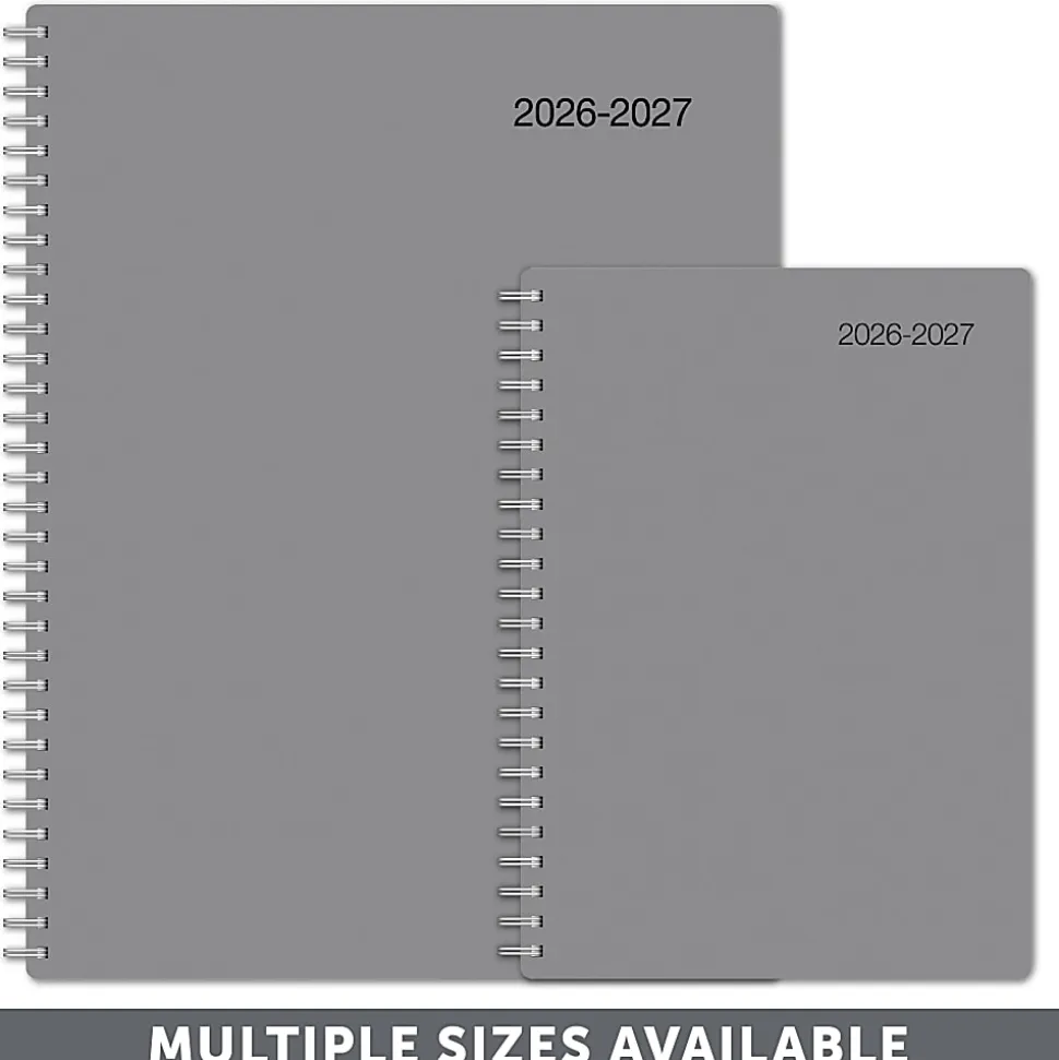 2026-2027 Office Depot® Brand Weekly/Monthly Academic Planner, 5" x 8", 30% Recycled, Gray, July 2026 To June 2027