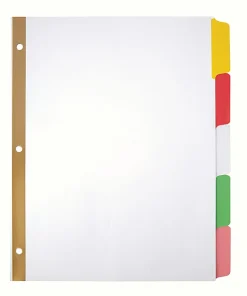 Office Depot Brand Write-On Dividers, 5 Tab, 3 sets, Multicolor
