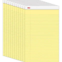 Office Depot® Brand Writing Pads, 8-1/2" x 14", Legal/Wide Ruled, 50 Sheets, Canary, Pack Of 12 Pads
