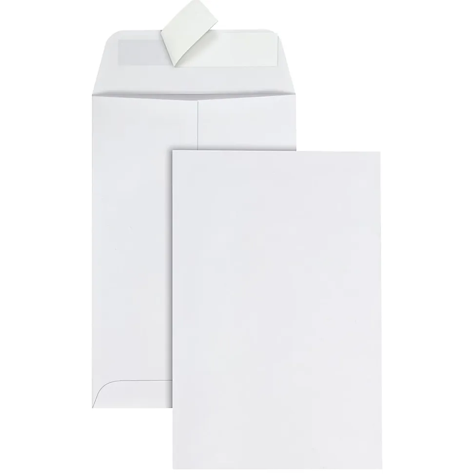 Office Depot® Brand 6" x 9" Catalog Envelopes, Clean Seal, 30% Recycled, White, Box Of 125