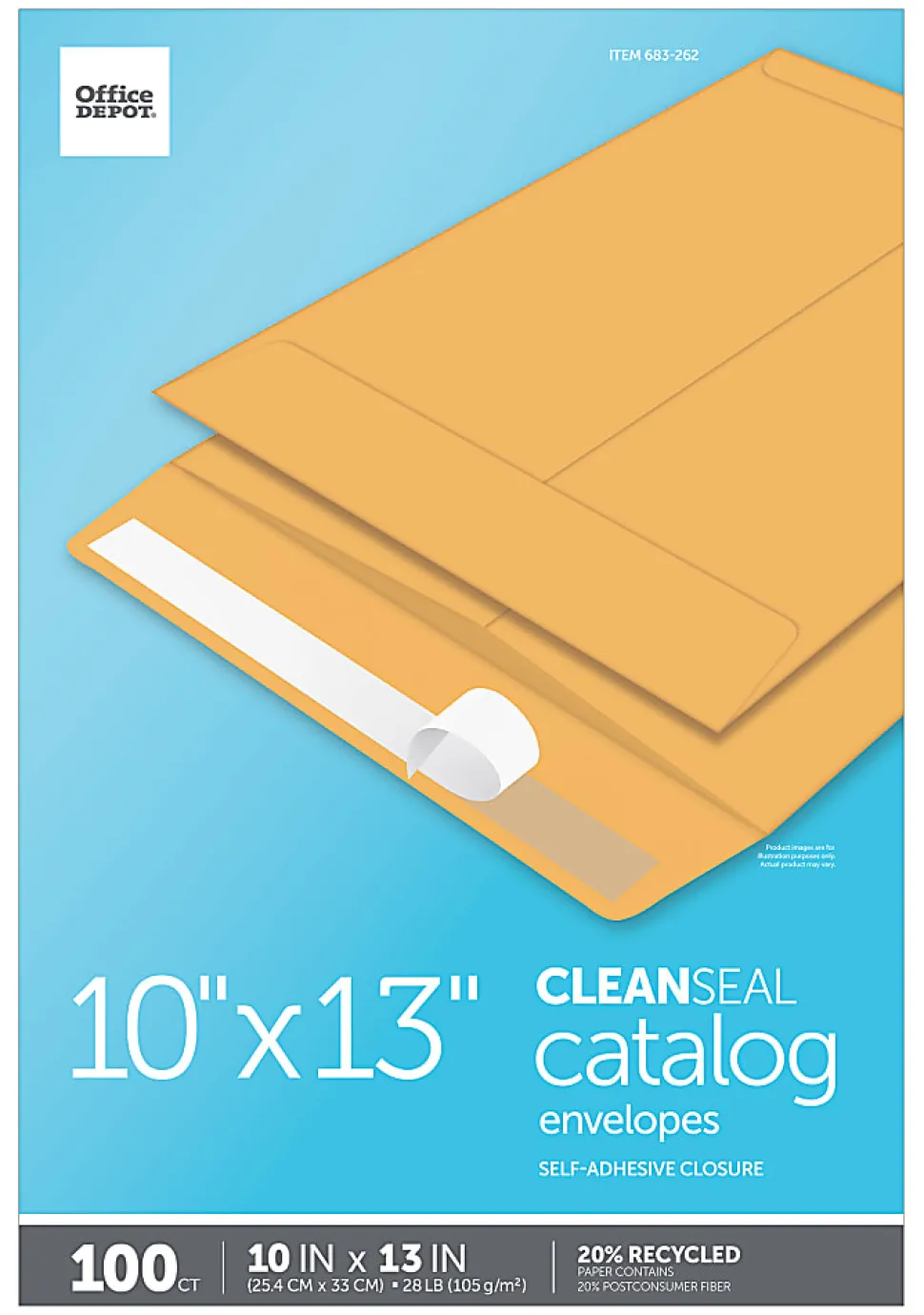 Office Depot® Brand 10" x 13" Manila Catalog Envelopes, Clean Seal, Brown Kraft, Box Of 100