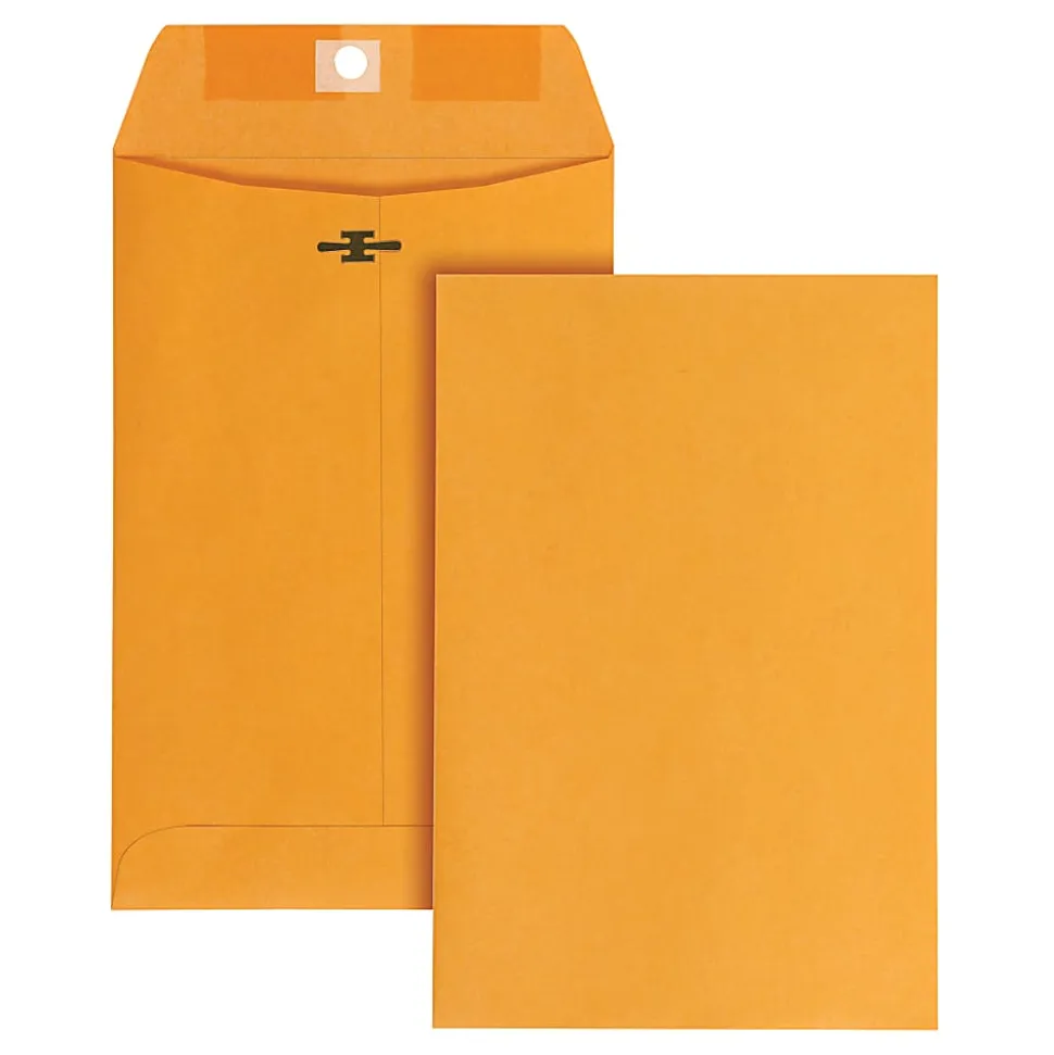 Office Depot® Brand 6" x 9" Manila Envelopes, Clasp Closure, Brown Kraft, Box Of 100