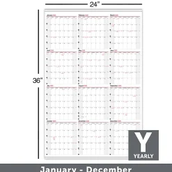 Office Depot Brand Yearly Wall Calendar, 24" x 36", White, January 2026 to December 2026, OD30142826