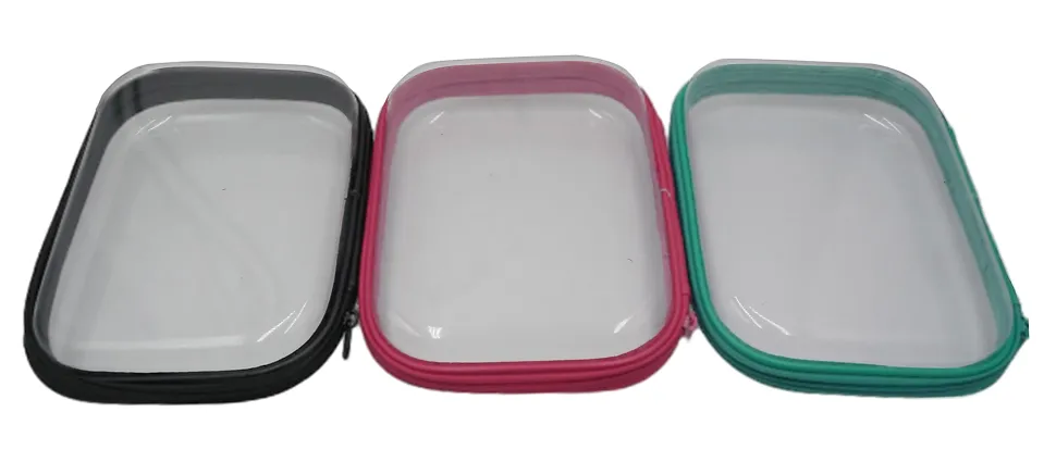 Office Depot® Clear Pencil Case With Trim, 9" x 6-3/4", Assorted Colors