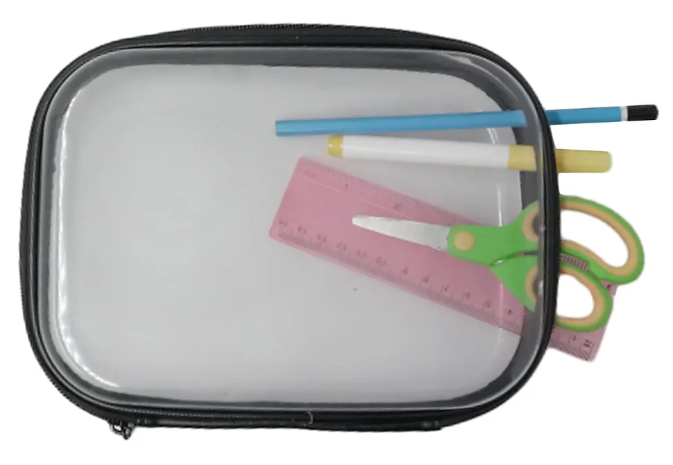 Office Depot® Clear Pencil Case With Trim, 9" x 6-3/4", Assorted Colors