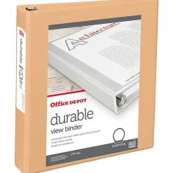 Office DepotĀ® Durable View Binder, 1-1/2" Round Rings (275 Sheet Capacity), Peach, 1 Binder