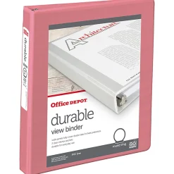 Office DepotĀ® Durable View Binder, 1" Round Rings (175 Sheet Capacity), Coral, 1 Binder