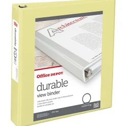 Office Depot® Durable View Binder, 1-1/2" Round Rings (275 Sheet Capacity), Yellow, 1 Binder