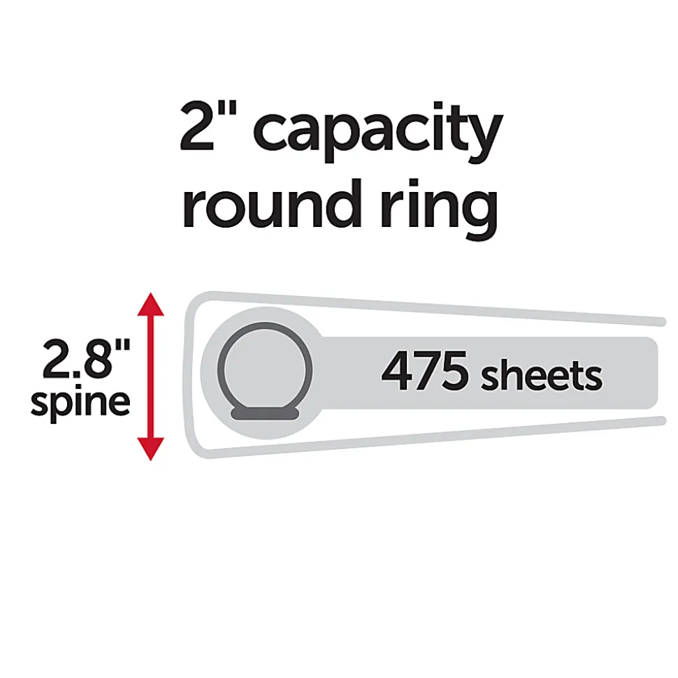 Office Depot® Durable View Binder, 2" Round Rings (375 Sheet Capacity), Peach, 1 Binder
