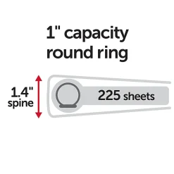 Office DepotĀ® Durable View Binder, 1" Round Rings (175 Sheet Capacity), Peach, 1 Binder