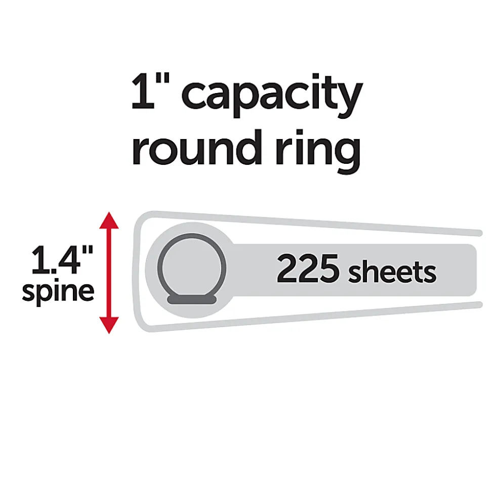Office Depot® Durable View Binder, 1" Round Rings (175 Sheet Capacity), Peach, 1 Binder