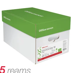 Office Depot® EnviroCopy® Copy Paper, 5 Reams, White, Ledger (11" x 17"), 2500 Sheets Per Case, 20 Lb, 30% Recycled, FSC® Certified