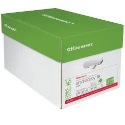 Office Depot® EnviroCopy® Copy Paper, 10 Reams, White, Letter (8.5" x 11"), 5000 Sheets Per Case, 20 Lb, 50% Recycled, FSC® Certified