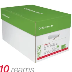 Office Depot® EnviroCopy® Copy Paper, 10 Reams, White, Letter (8.5" x 11"), 5000 Sheets Per Case, 20 Lb, 50% Recycled, FSC® Certified
