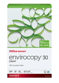 Office Depot® EnviroCopy® Copy Paper, 1 Ream, White, Legal (8.5