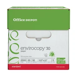 Office Depot® EnviroCopy® Copy Paper, 5 Reams, White, Letter (8.5