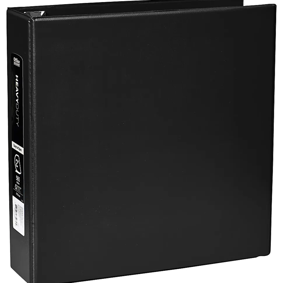 Office Depot® Heavy-Duty 3-Ring Binder, 2" D-Rings, Black