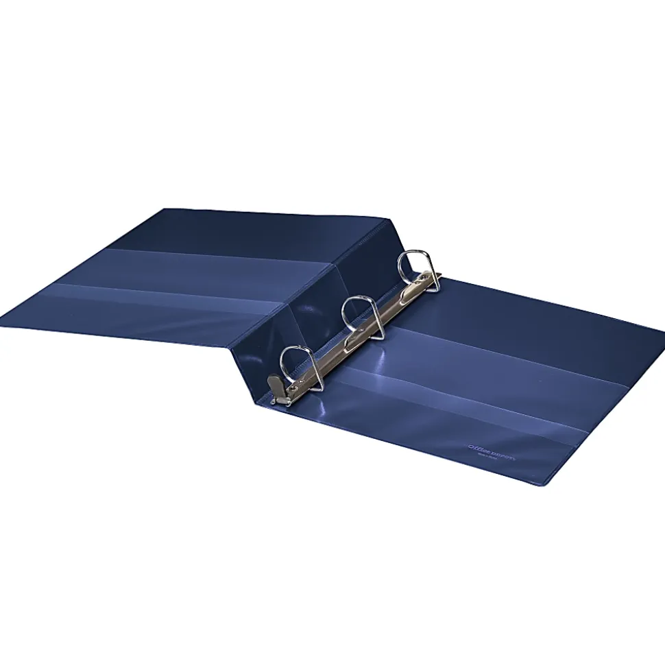 Office Depot® Heavy-Duty View 3-Ring Binder, 1 1/2" D-Rings, 49% Recycled, Navy