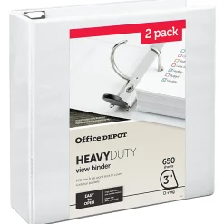 Office Depot® Heavy-Duty View 3-Ring Binder, 1" D-Rings, 49% Recycled, Navy