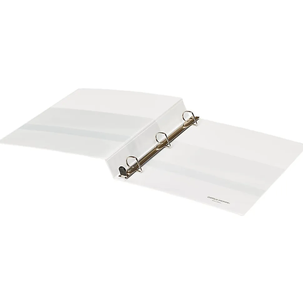 Office Depot® Heavy-Duty View 3-Ring Binder, 1" D-Rings, 49% Recycled, White, Pack Of 4