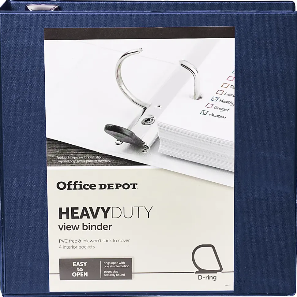 Office Depot® Heavy-Duty View 3-Ring Binder, 1" D-Rings, Army Green