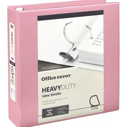 Office Depot® Heavy-Duty View 3-Ring Binder, 2" D-Rings, 49% Recycled, Light Pink