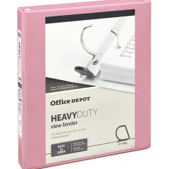 Office Depot® Heavy-Duty View 3-Ring Binder, 1" D-Rings, Pink
