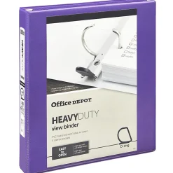 Office Depot® Heavy-Duty View 3-Ring Binder, 1" D-Rings, Purple