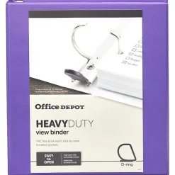 Office Depot® Heavy-Duty View 3-Ring Binder, 1" D-Rings, Purple