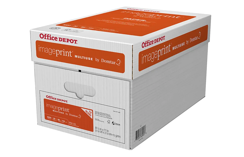 Office Depot® ImagePrint® Multi-Use Printer & Copy Paper, 10 Reams, White, Letter Size, 5000 Sheets Per Case, 20 Lb, 98 Brightness - 1821