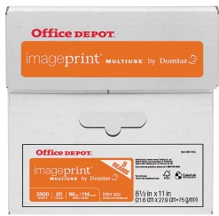Office Depot® ImagePrint® Multi-Use Printer & Copy Paper, 5 Reams, White, Letter Size, 2500 Sheets Per Case, 20 Lb, 98 Brightness - 1914