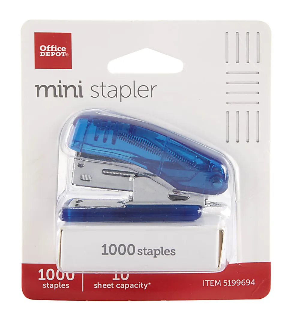 Office Depot® Mini Stapler with Built-In Remover, 2-1/4", Assorted Colors