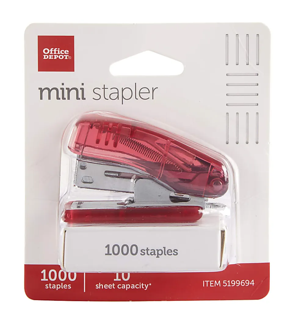 Office Depot® Mini Stapler with Built-In Remover, 2-1/4", Assorted Colors