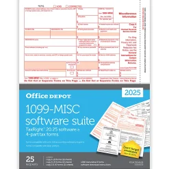 Office Depot® 1099-MISC Laser Tax Forms With Software, 4-Part, 2-Up, 8-1/2