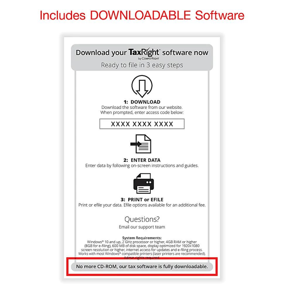 Office Depot® 1099-MISC Laser Tax Forms With Software, 4-Part, 2-Up, 8-1/2" x 11", Pack Of 25 Form Sets