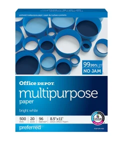 Office Depot® Multi-Use Printer & Copy Paper, 1 Ream, White, Letter (8.5" x 11"), 500 Sheets Per Ream, 20 Lb, 96 Brightness, 1806RM
