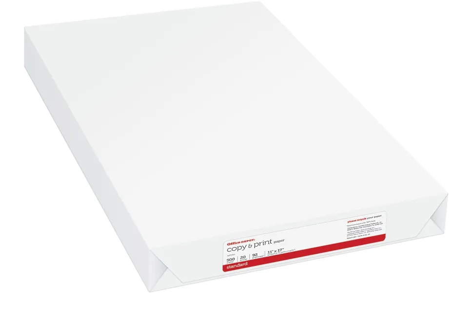 Office Depot® Multi-Use Printer & Copy Paper, 1 Ream, White, Ledger (11" x 17"), 500 Sheets Per Ream, 20 Lb, 96 Brightness, 843923ODRM
