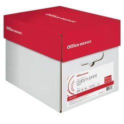 Office DepotĀ® Multi-Use Printer & Copy Paper, 5 Reams, White, Letter (8.5" x 11"), 2500 Sheets Per Case, 20 Lb, 92 Brightness, 851201CS