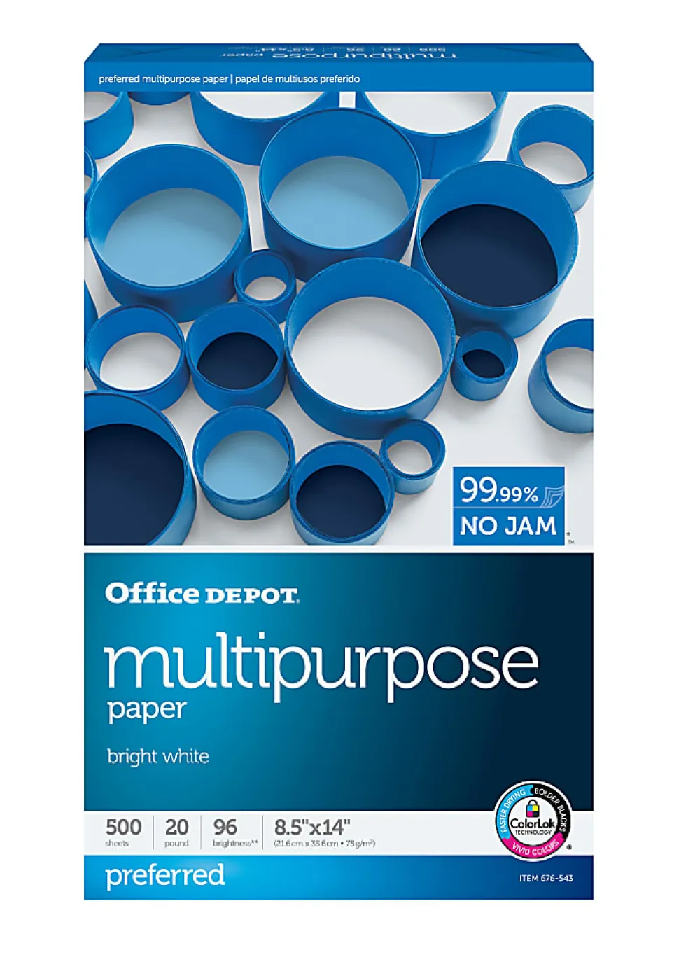 Office Depot® Multi-Use Printer & Copy Paper, 1 Ream, White, Legal (8.5" x 14"), 500 Sheets Per Ream, 20 Lb, 96 Brightness,