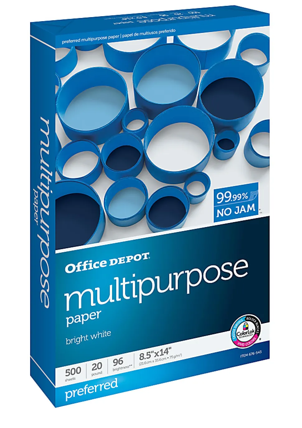 Office Depot® Multi-Use Printer & Copy Paper, 1 Ream, White, Legal (8.5" x 14"), 500 Sheets Per Ream, 20 Lb, 96 Brightness,