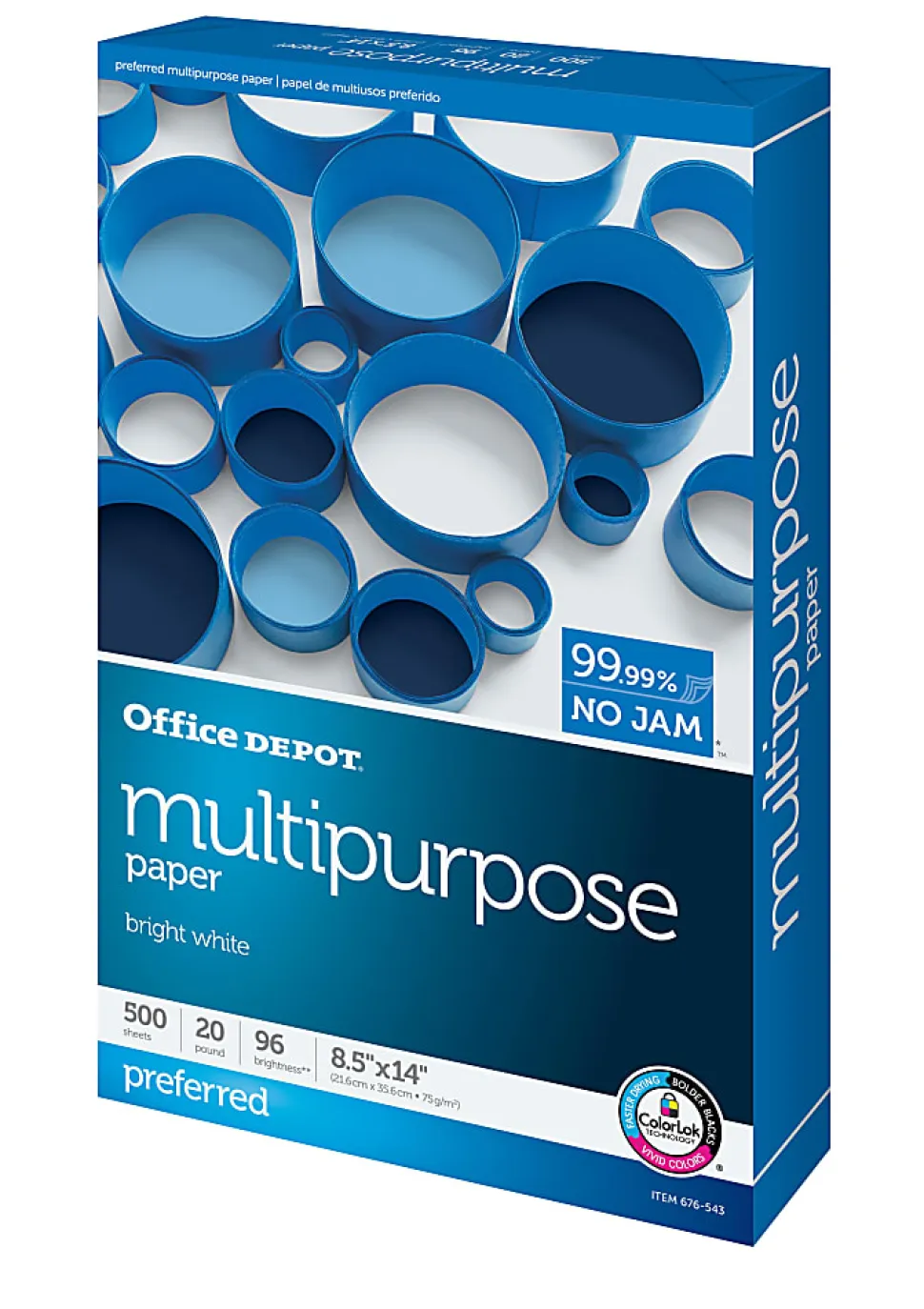 Office Depot® Multi-Use Printer & Copy Paper, 1 Ream, White, Legal (8.5" x 14"), 500 Sheets Per Ream, 20 Lb, 96 Brightness,